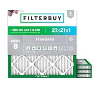 Filterbuy Filtro dell'aria MERV 8 Dust Defense (4 pezzi), filtro dell'aria di ricambio per forno HVAC AC pieghettato (dimensioni effettive: 50 x 50 x 1 cm)