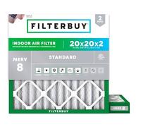 Filterbuy Filtro dell'aria MERV 8 Dust Defense (confezione da 2), 20 x 20 x 20 x 2 x 2 pezzi di ricambio per forni AC pieghettati (dimensioni effettive: 19,50 x 19,50 x 1,75 pollici)