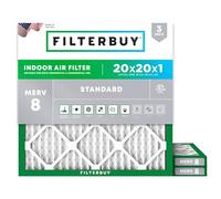 Filterbuy Filtro dell'aria MERV 8 Dust Defense (confezione da 3), pieghettato HVAC AC Furnace Air Filter (dimensioni effettive: 49,5 x 49,5 x 1,9 cm)