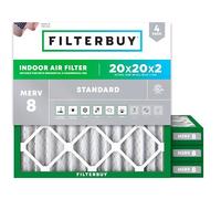 Filterbuy Filtro dell'aria MERV 8 Dust Defense (confezione da 4), 20 x 20 x 20 x 2 x 2 pezzi di ricambio per forni AC pieghettati (dimensioni effettive: 19,50 x 19,50 x 1,75 pollici)