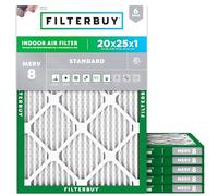 Filterbuy Filtro dell'aria MERV 8 Dust Defense (confezione da 6), filtri dell'aria di ricambio per forni HVAC AC pieghettati (dimensioni effettive: 49,5 x 61 x 1,9 cm)