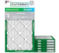 Filterbuy Filtro dell'aria MERV 8 per difesa contro la polvere (confezione da 6), filtro dell'aria per forno HVAC pieghettato di ricambio (dimensioni effettive: 15,38 x 23,38 x 0,75 pollici)