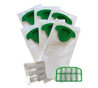 Filterline 6 Sacchetti in Microfibra Made in Italy Profumini e Filtri Compatibili per Folletto Vorwerk Kobold vk200 vk201 vk220 (6 Sacchetti, Profumini e Filtro Griglia)