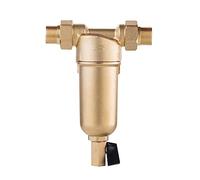 Filtraggio dell'acqua potabile, Prefiltro acqua calda Sifone Backwash, sistema di purificazione in ottone intero Prefiltro in acciaio inox con misuratore acqua calda (Whole Brass, 0,5 pollici)