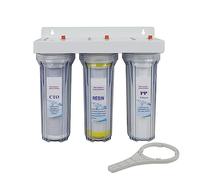 Filtrazione dell'acqua potabile, di filtraggio dell'acqua potabile a 3 stadi ， Porta da 3/4" con sedimenti, blocco di carbone, filtro in resina for rendere la durezza dell'acqua in acqua dolce