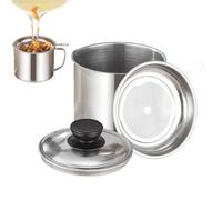 Filtre huile cuisson multifonction - acier inoxydable avec couvercle | grande capacité cuisine domestique | filtrer résidus saindoux tasses bouteilles pratique durable
