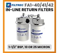 Filtrec FA40 Filtro In-Linea A Ritorno, 1 1/2" BSP, 10, 25 Micron