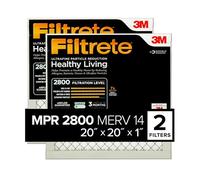 Filtrete Filtro aria 20x20x1, MPR 2800, MERV 14, Healthy Living Ultrafine Riduzione delle Particelle 3 Mesi Pieghettato 2,5 cm, 2 Filtri