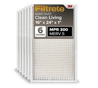 Filtrete Filtro aria per forno AC, 16 x 61 x 1, MERV 5, MPR 300, cattura particelle indesiderate, filtro elettrostatico per la pulizia dell'aria pieghettato 3 mesi, confezione da 6 (dimensioni