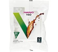 Filtri di carta Hario per macchina da caffè con gocciolatore V60, compatibile con la misura 01, bianco, confezione da 100, 1-100 pezzi