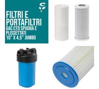 Filtri e Portafiltri 10” Jumbo x 4.5” per Addolcitori Depuratori Osmosi Inver...