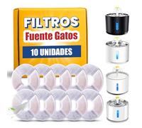 Filtri Fonte Gatti 10pz - Filtro Fontana per Gatti con filtrazione 3 in 1 (carbone attivo + resina + cotone), Purifica acqua ed elimina gli odori. Acqua pulita e riutilizzabile