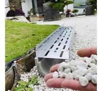 Filtri lineari per grondaie Kit di drenaggio per trincea a forma di U per riempimento di ciottoli, sistema di drenaggio a canale con copertura in acciaio inossidabile, pioggia all'aperto per
