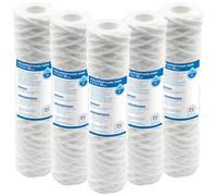 Filtro a Cartuccia Avvolta 10" - Set 5 Pezzi, 50µm | Filtro a Filo per Acqua Potabile, rimozione di impurità meccaniche come sabbia, fango e ruggine - Durata fino a 6 mesi