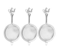 Filtro a Maglia Fine con Manico Pezzi 3 in Acciaio Inox per Tè | Argento, Uso Culinario e Viaggio, Manutenzione Semplice, Impiego Versatile per Caffè, Succhi e Cocktail