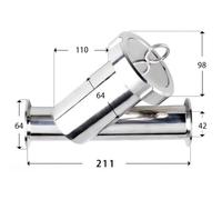 Filtro a Y sanitario in acciaio inossidabile SUS304/316 con ghiera Tri-Clamp da 45 mm e 51 mm di diametro esterno del tubo da 2", valvola for birra fatta in casa da 64 mm(45mm K64,800 MESH_SUS316L)