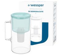 Filtro acqua caraffa vetro 3L Wessper D2 BOROSILICATE con 1-12 cartucce menta