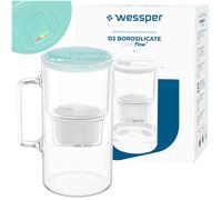 Filtro acqua caraffa vetro menta 3L Wessper LED indicatore di sostituzione...