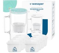 Filtro acqua caraffa vetro menta 3L Wessper LED indicatore di sostituzione fi...