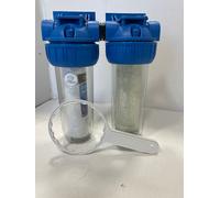 FILTRO ACQUA doppio 1" DUPLEX 10" ANTICALCARE E FILTRAGGIO 10 MCR polifosfati