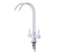 Filtro Acqua per Rubinetto da Cucina Purificatore d'Acqua a Doppia Uscita Girevole in Acciaio Inossidabile Bianco con Doppio Tubo