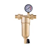 Filtro 'acqua Sotto Il Lavandino, Prefiltro A Sifone Per Controlavaggio | Ottone Intero, Rete In Acciaio Inossidabile, Con Manometro, Flusso(0.5 inch,Brass with gauge)