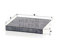 MANN-FILTER filtro abitacolo CUK2648 carboni attivi 262x228x34 mm