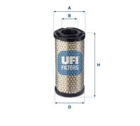 UFI Filters, Filtro Aria 27.A05.00, Filtro Aria per Ricambio, Adatto ad Auto, Applicabile su Diversi Modelli come Aixam, BobCat, Caterpillar e New Holland