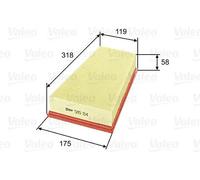 Filtro aria Cartuccia filtro 585164 VALEO per PEUGEOT CITROËN