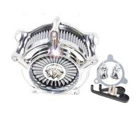 Filtro aria cromato per moto, adatto per Harley Sportster, Touring, Street, Road, Electra Glide, Softail, Dyna Gomma collettore 45° universale Spugna poliuretan(Air Cleaner C)