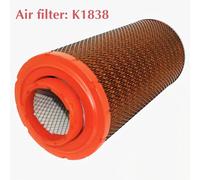Filtro aria motore WP6 K1838 13074774/13074772; 860139615 Filtro aria caricatore LW300F/FV/KV/KN 30 K1838(K1838 ordinary)