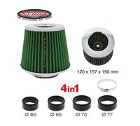 Filtro Aria Sportivo A Cono Universale con Adattatori 60 65 70 77 Verde Cromato