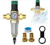 Filtro Autopulente con Riduttore di Pressione e Manometro, 3/4" Pollici - Pressione Acqua Regolabile e Riusabile,Facile da Installare, Per Impianti Osmosi, Solare, Caldaie e Rubinetto