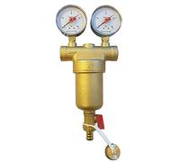 Filtro autopulente Neptune da 1"1/4 con cartuccia in acciao 300 Micron, valvola di scarico, doppio manometro