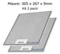 Filtro Cappa Alluminio Metallico 305x267x9mm Antigrasso Elica Ariston 2 pezzi