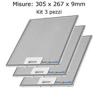 Filtro Cappa Alluminio Metallico Antigrasso 305x267x9mm Elica Ariston 3 pezzi