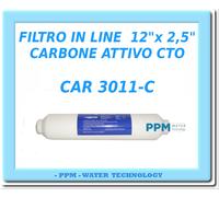 FILTRO CARBONE ATTIVO CTO 12" X 2,5" PER OSMOSI INVERSA DOMESTICA -CAR3011C