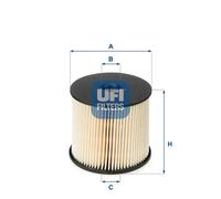 UFI Filters, Filtro Gasolio 26.003.00, Filtro Carburante per Ricambio, Adatto ad Auto, Applicabile su Diversi Modelli Citroen, Fiat, Lancia, Peugeot e Suzuki