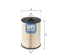 UFI Filters, Filtro Gasolio 26.021.00, Filtro Carburante per Ricambio, Adatto ad Auto, Applicabile su Diversi Modelli Audi, Hako, Seat, Skoda e Volkswagen