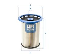 UFI Filters, Filtro Gasolio 26.025.00, Filtro Carburante per Ricambio, Adatto ad Auto, Applicabile su Diversi Modelli Porsche e Volkswagen