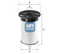 Filtro carburante Cartuccia filtro 26.076.01 UFI per ALFA ROMEO FIAT