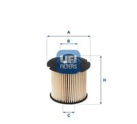 UFI Filters, Filtro Gasolio 26.104.00, Filtro Gasolio per Ricambio, Adatto a Auto, Applicabile su Modelli Citroen, C3, C4, C5, DS, Ford, Opel Combo, Grandland, Vivaro, Zafira, Peugeot, Toyota Pro Ace