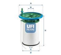 UFI Filters, Filtro Gasolio 26.053.00, Filtro Gasolio per Ricambio, Adatto ad Auto, Applicabile su Diversi Modelli Citroen, Dodge e Peugeot