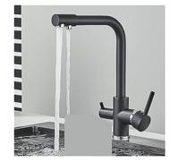 Filtro cucine Rubinetto Bevi d' in Oro Nero Rubinetto Cucina Doppia a Sette Lettere 360 Rotazione Calda e Fredda (Nero e Cromo)