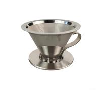 Filtro da caffè riutilizzabile in acciaio inossidabile 304 con manico e supporto, cono antigoccia a rete 300 per manuale per versare sopra la birra, per un filtro facile da pulire per il caffè