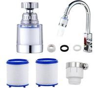 Filtro d'Acqua del Rubinetto per l'Acqua Corrente, Riduzione delle Acque Dure, Rimozione di Fluoruri, Cloro e Metalli Pesanti, Ammorbidente dell'Acqua, Dotato di Adattatore Universale e 2 Elementi Fil