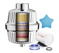 Filtro de Ducha Cobbe 34 Etapas con Vitamina C para Agua Dura, Filtro Antical con 2 Cartuchos para Eliminar Cloro y Metales Pesados, Filtro de Ducha Cromado