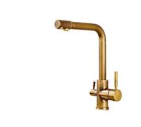 Filtro del rubinetto da cucina beige - Tocca di purificazione a doppia maniglia per acqua potabile pura, rubinetto del lavello del miscelatore cromata con punti per uso domestico e cucina LWX