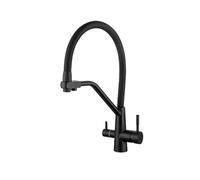 Filtro dell'acqua a 3 vie Rubinetto da cucina Rubinetto miscelatore in acciaio inossidabile Rubinetto rotante a foro singolo rubinetto per lavello acqua calda e fredda Rubinetto da cucina nero per