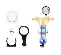 Filtro Dell'acqua con Manometro, Filtro Controlavaggio Rubinetto Filtro Anticalcare da 1 Pollice con Filtro a Setaccio Autopulente Attacco Domestico Filtro Dell'acqua Domestico in Ottone